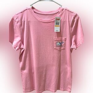 Vineyard Vines Pocket Tee – “Embroidered Icons” Cotton Candy Pink (Size S) - NWT
